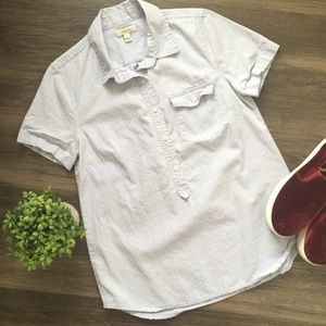 J.Crew Light Blue Oxford Polka Dot Shirt